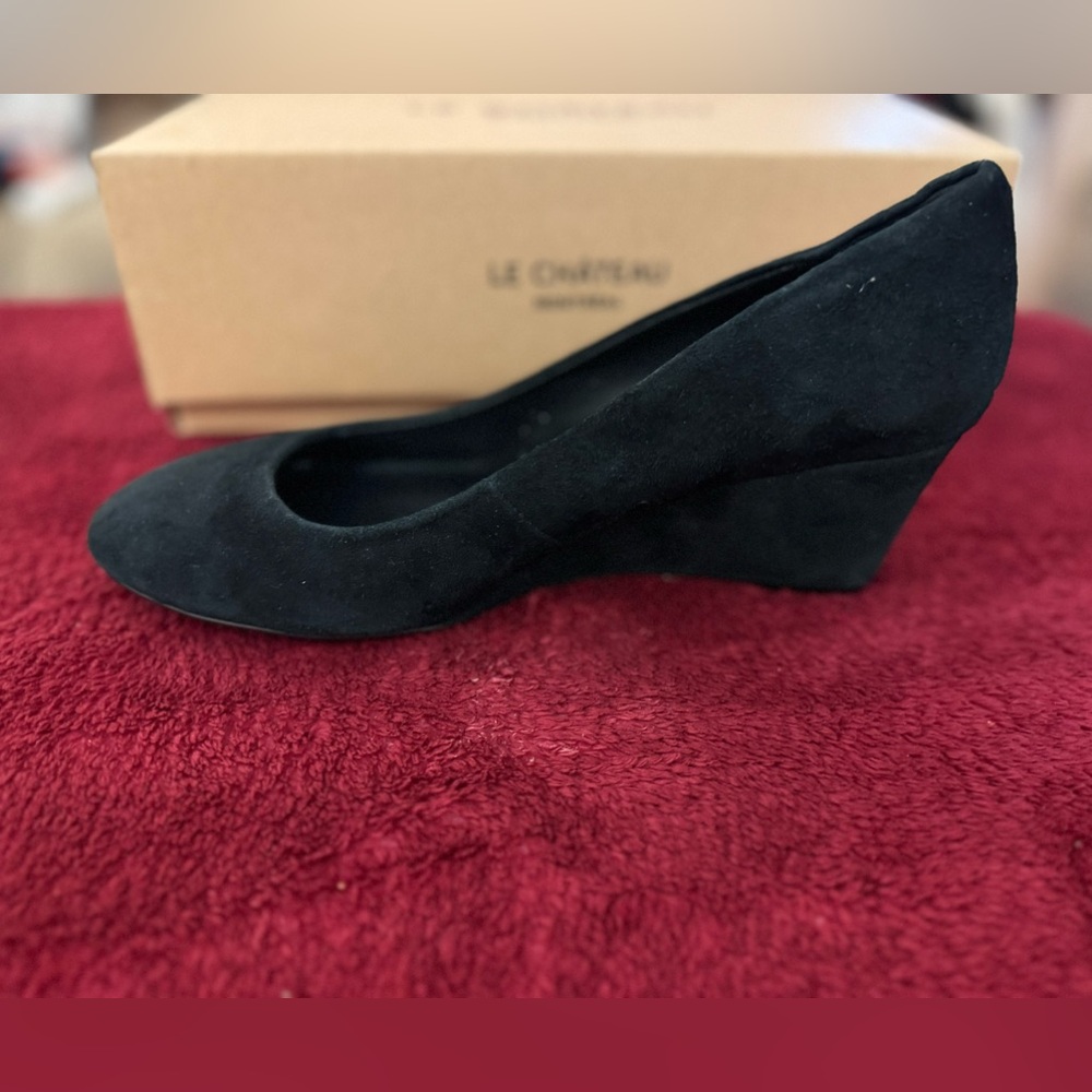 Genuine leather brand new black suede leatherwedge shoes - Picture 6 of 15